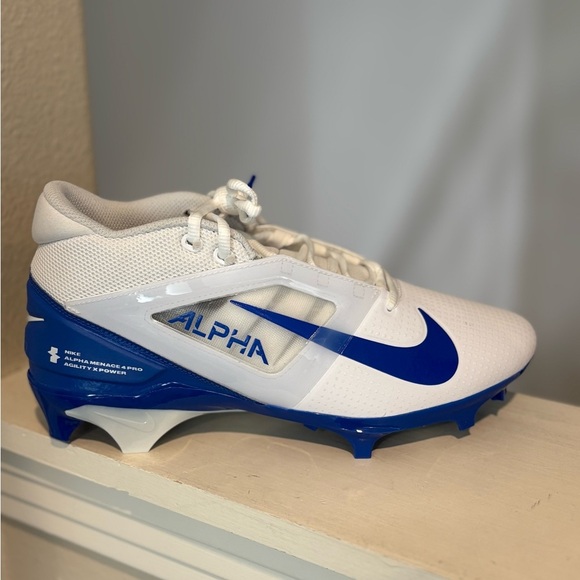 NIKE Alpha Menace 4 Pro Football Cleats FD7037-103 White Royal Blue Size 8.5 - Picture 2 of 9